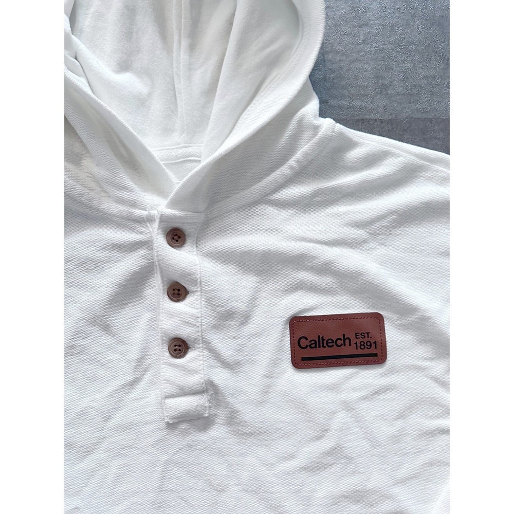Blue 84 Caltech Henley Hoodie Mens Large White Textured Pullover Kangaroo Pocket